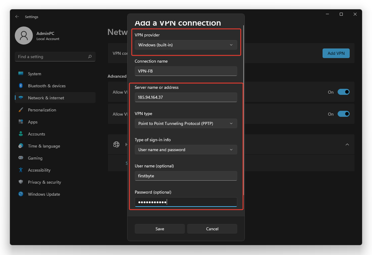 Click on settings and then